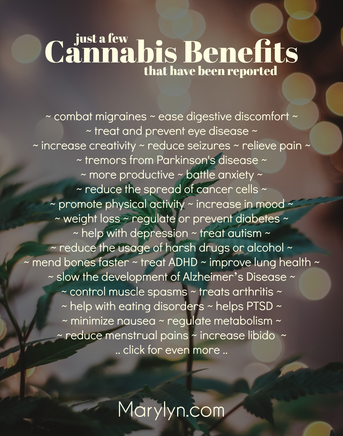 cannabis benefits by marylyn media