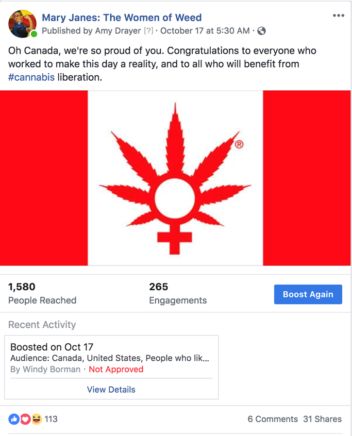 facebook bans cannabis film ads